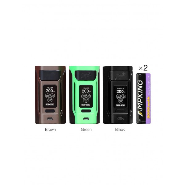 WISMEC Reuleaux RX2 20700 200W TC MOD with Dual Ampking 20700 Batteries 6000mAh