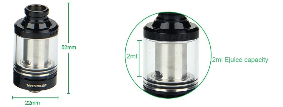 WISMEC Reuleaux RX75 TC Kit 2ml 2ml Juice capa WISER 22mm