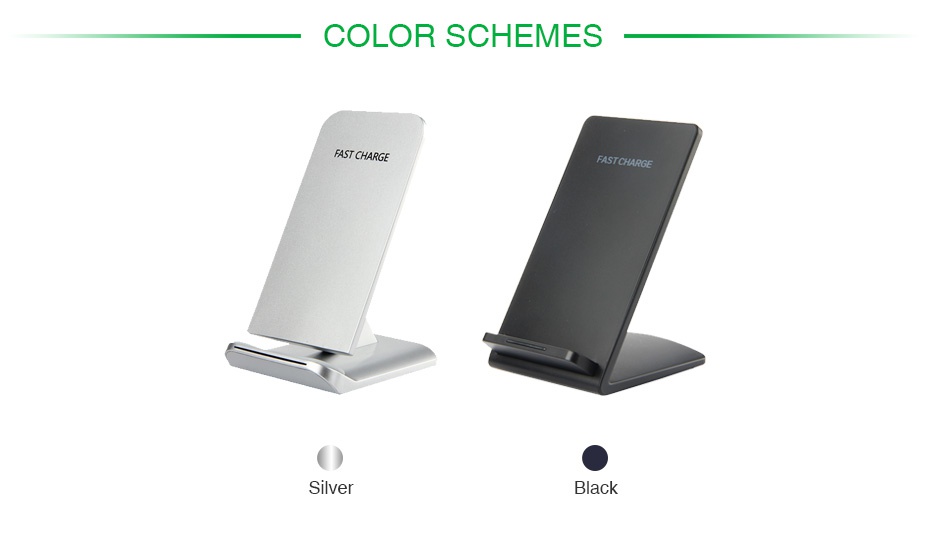 Dual Coil Fast Wireless Charger for Smart Phone COLOR SCHEMES Silver