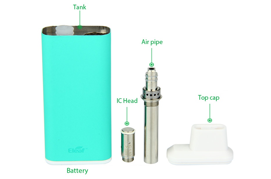 Eleaf iCare Starter Kit 650mAh Tank Air pipe IC Head Top cap alcan Battery