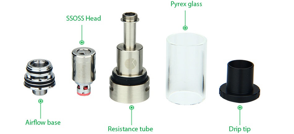 Kangertech SUBVOD-C Starter Kit 1300mAh SSOSS Head Airflow base Resistance tube Drip tip