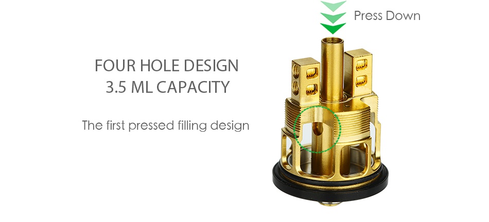 Advken Mad Hatter 24 RDTA Press down FOUR HOLE DESIGN 3 5 ML CAPACITY he first pressed filling design