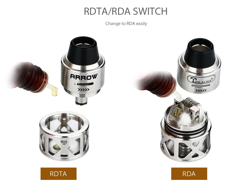 Tesla Arrow RDTA 3.5ml RDTA RDA SWITCH Change to RDA easily ARRO         DTA RDA