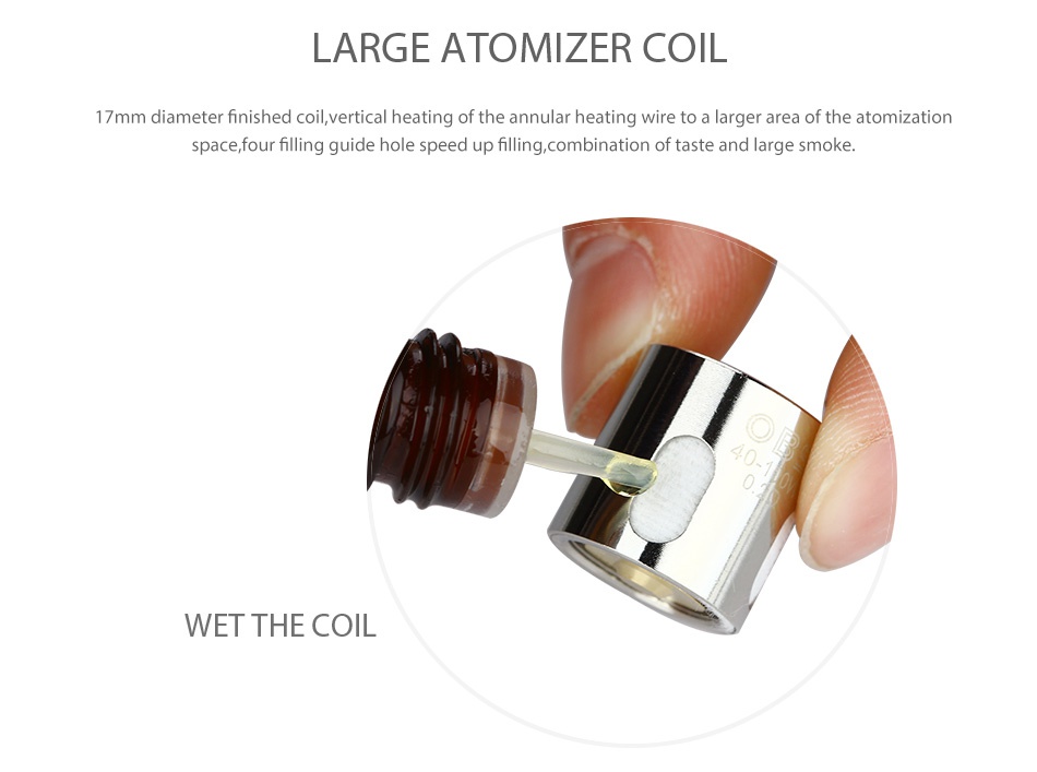 OBS Engine SUB Atomizer 5.3ml LARGE ATOMIZER COIL 7mm diameter finished coil  vertical heating of the annular heating wire to a larger area of the atomization space  four filling guide hole speed up filling  combination of taste and large smoke  WET THE COIL