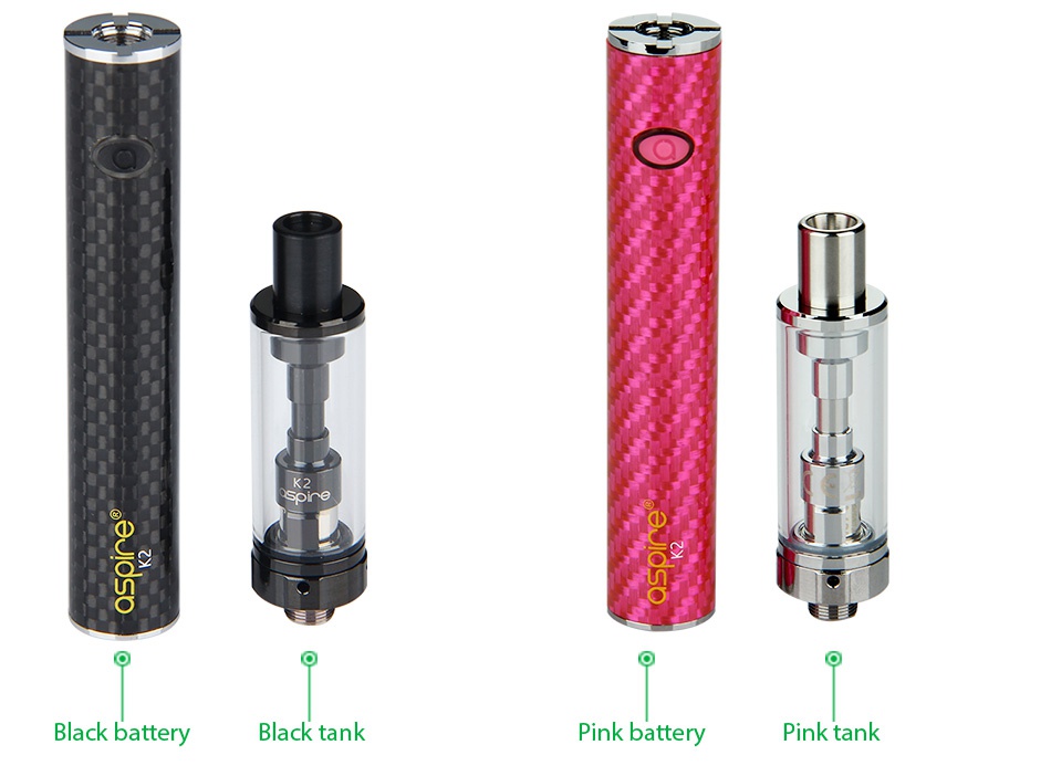 Aspire K2 Quick Start Kit 800mAh Black battery Black tank Pink battery Pink tank