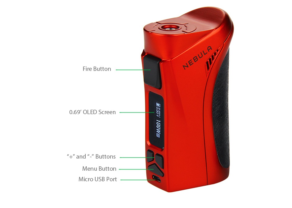 Vaporesso Nebula 100W TC Kit with Veco Plus Tank 4ml ire butto 0 69 OLED Screen    and     butte Menu button Micro usb port
