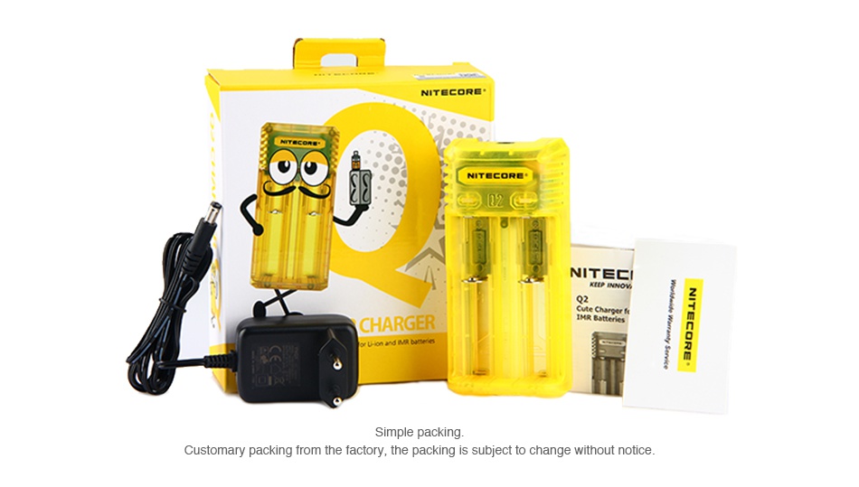Nitecore Q2 2-slot 2A Quick Charger NITECORE NITE  stomary packing from the factory  the packing is subject to change without notice