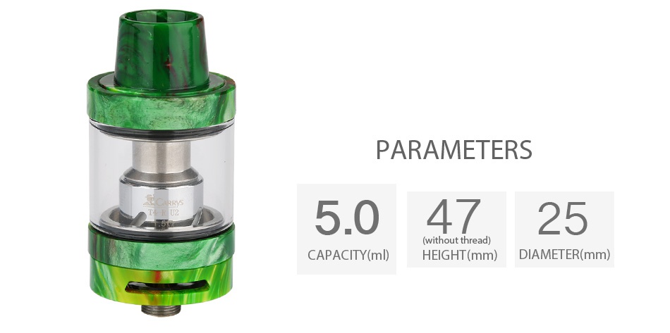 CARRYS T4-R Resin Tank 5ml PARAMETERS 5 04725 CAPACITY mD HEIGHT mm  DIAMETER mm