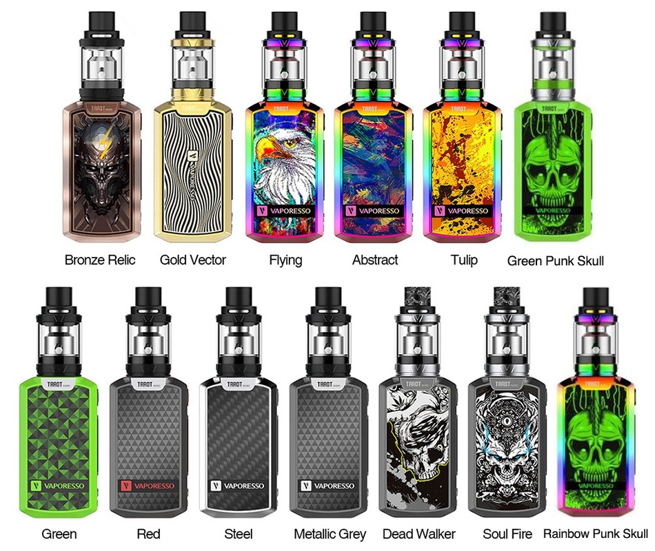 Vaporesso Tarot Nano 80W TC Kit 2500mAh VAPORESSO VVAPORESSO Bronze relic Gold vector ying Tulip Green Punk Sku l VAPORESSO  wos  VAPORESSO Green Red Steel Metallic Grey Dead Walker Soul Fire Rainbow Punk Skull