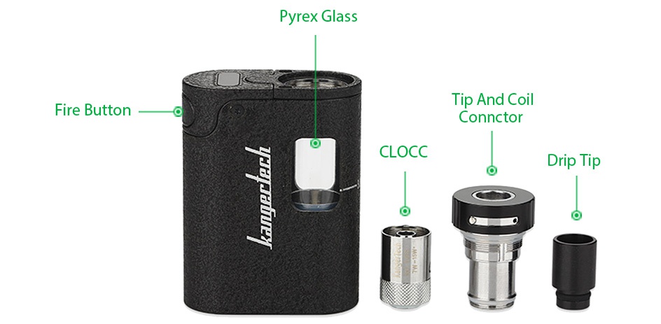 Kangertech TOGO Mini Starter Kit 1600mAh Pyrex glass Tip And coil re button Connctor CLOCC Drip lip