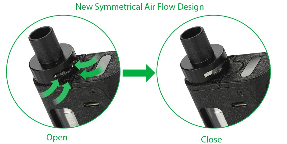 Kangertech TOGO Mini Starter Kit 1600mAh New Symmetrical Air Flow Desian Open ose