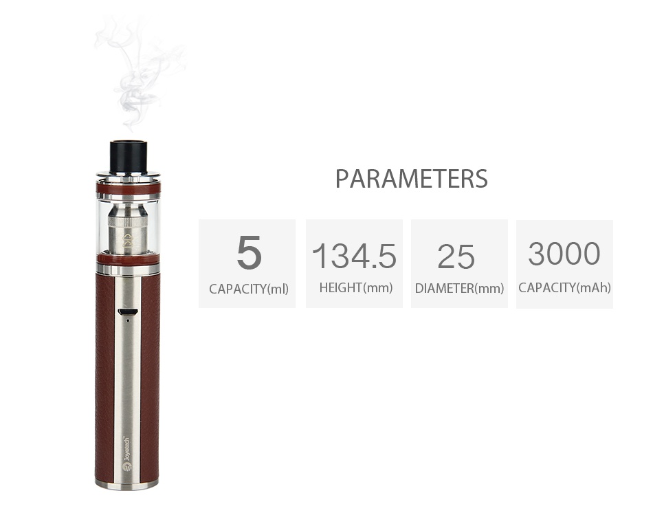 Joyetech UNIMAX 25 Starter Kit 3000mAh PARAMETERS 5134 5253000 CAPACITY m EIGHT mm  DIAMETER mm  CAPACITY mAh