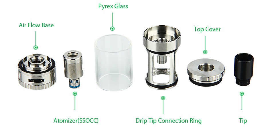 Kangertech SUBVOD Mega 2300mAh TC Starter Kit 4ml yrex Glass Air flow base Top Cover   Atomizer Soco  Drip Tip Connection Ring T