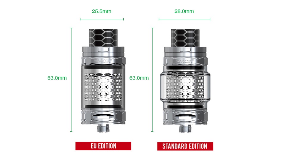 SMOK TFV12 Prince Cobra Edition Tank 7ml/2ml 25 5mm 28 0mm 63 0mr EU EDITION STANDARD EDITION