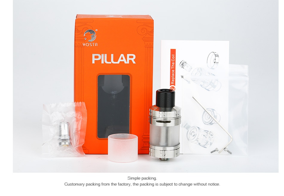 Yosta Pillar Subohm Tank 3.5ml YOSTA PILLAR Customary packing from the factory the packing is subject to change without notice