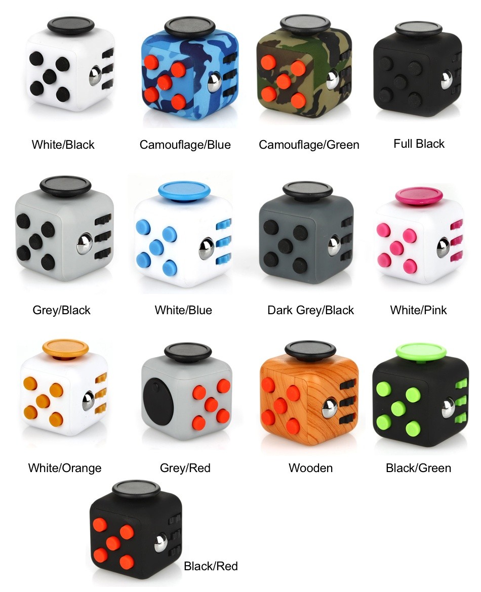 ABS Fidget Cube Stress Relief Focus Toy White black Camouflage Blue Camouflage Green Full black Grey Black White blue Dark Grev black White Pink White Orange Grey Red ooden Black Green Black Red