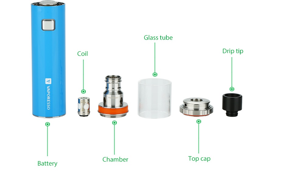 Vaporesso VECO PLUS SOLO Starter Kit 3300mAh Glass tube Coil Drip t Chambe Top cap Battery