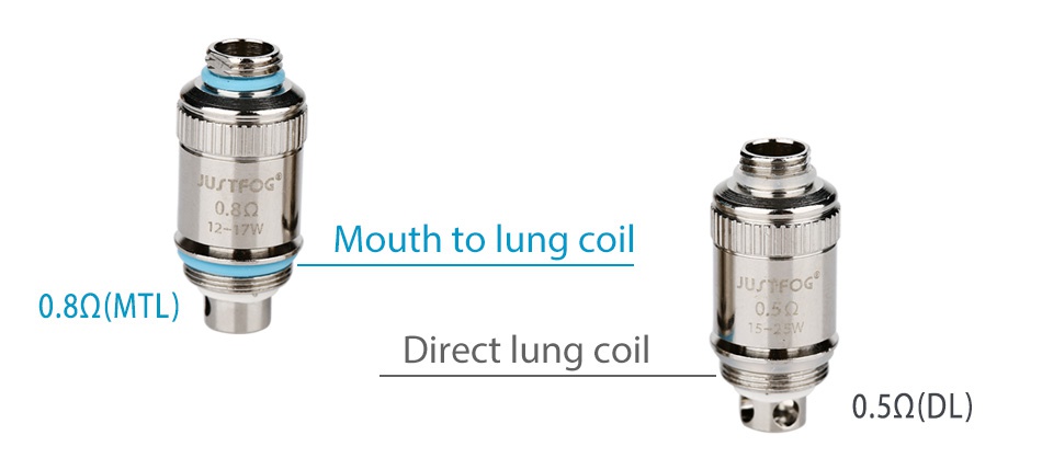 JUSTFOG FOG1 Kit 1500mAh USTFOG 0 8Q Mouth to lung coil 8Q MTL I Direct lung coil s0 592 DL
