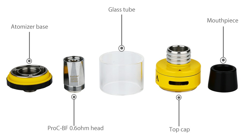 Joyetech CuBox with CUBIS 2 Kit 3000mAh Glass tube Mouthpiece Atomizer base ProC BF 0ohm head Top cap