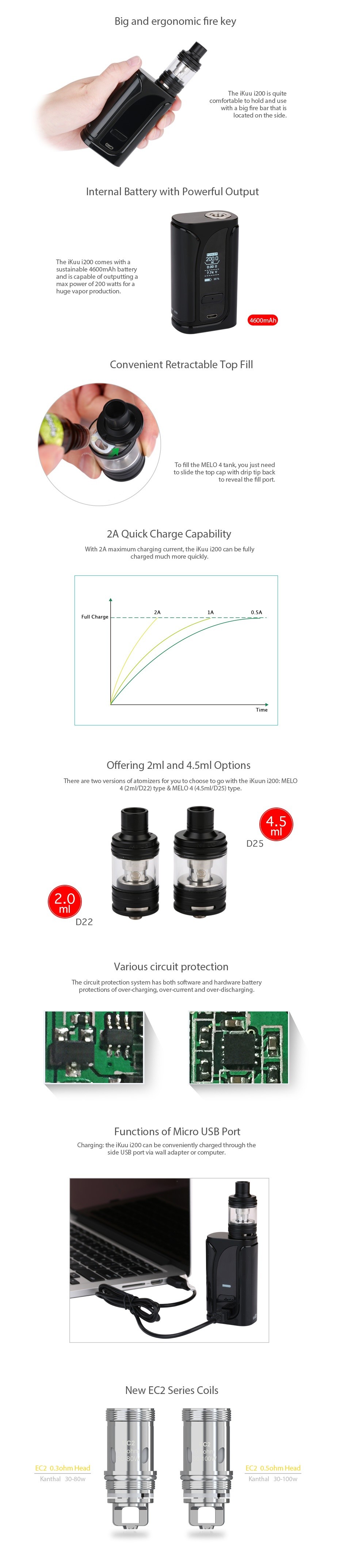 Eleaf iKuu i200 with Melo 4 TC Kit 4600mAh 026 721V  98