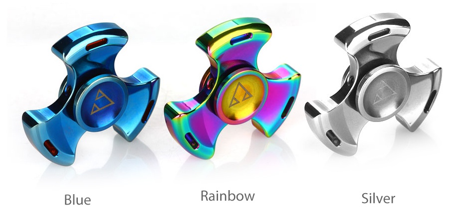 V2 Rotatable EDC Tri Hand Spinner Blue Rainbow Silvel