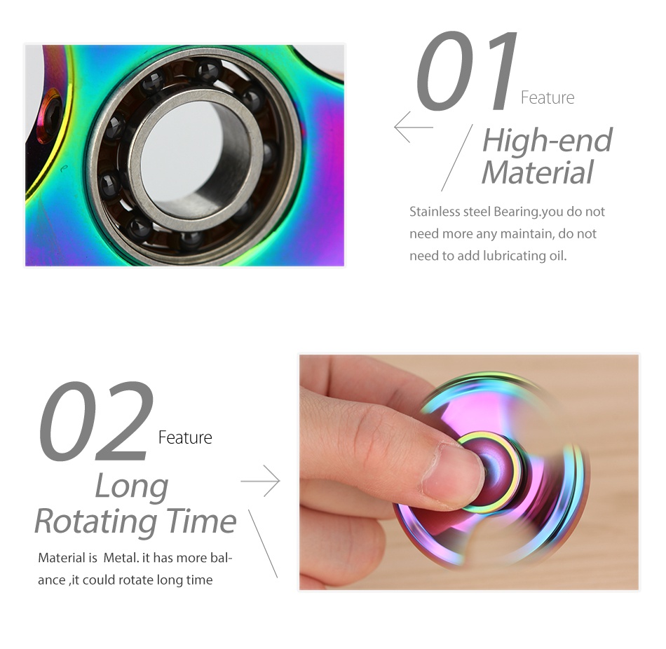 V2 Rotatable EDC Tri Hand Spinner 07 gn ena Material Stainless steel Bearing you do not need more any maintain  do not need to add lubricating o 02 Long Rotating Time Material is Metal  it has more ba ance it could rotate long time