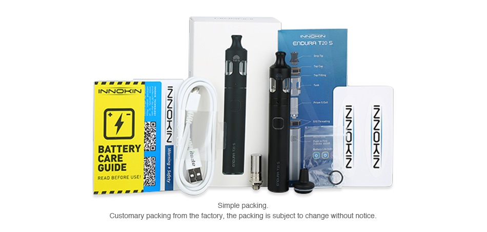 Innokin Endura T20-S Starter Kit 1500mAh EnoURA T205 INNOKIN BATTERY CAR GUIDE READ BEFORE U Customary packing from the factory  the packing is subject to change without notice