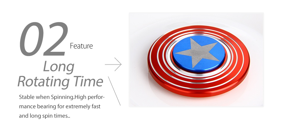 Captain America Hand Spinner Fidget Toy 02 Long Rotating Time Stable when Spinning  High perfo mance bearing for extremely fast and long spin times