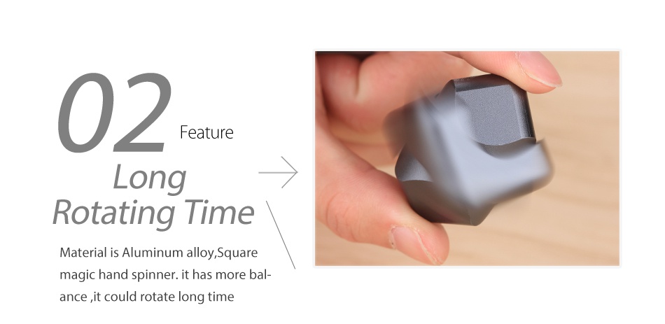 Square Magic EDC Hand Spinner 02 eature Long Rotating Time Material is aluminum alloy square magic hand spinner  it has more ba ance it could rotate