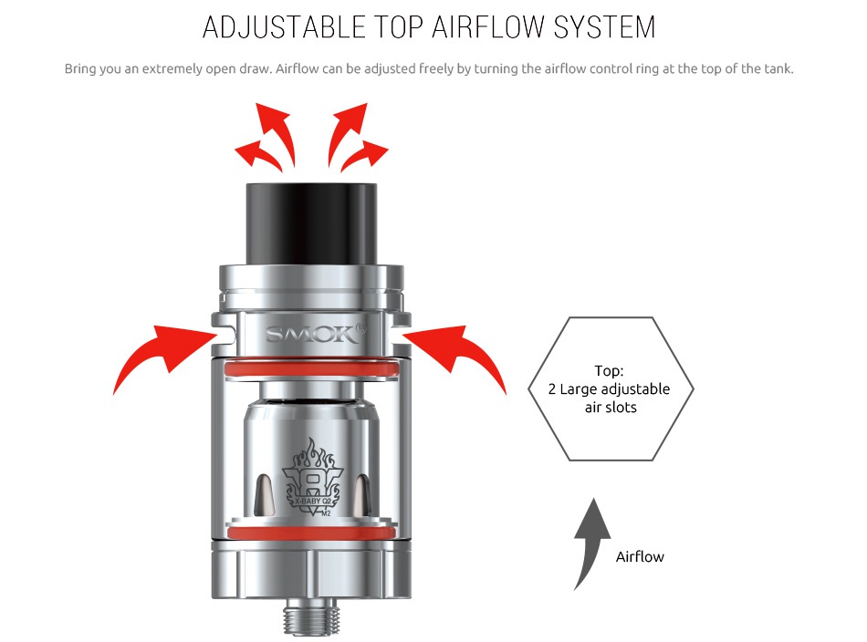 SMOK Stick X8 Kit 3000mAh ADJUSLABLE OP AIRFLOW SYSIEM Bring you an extremely open draw  Air flow can be adjusted freely by turning the airflow control ring at the top of the tank  T 2 Large adjustable