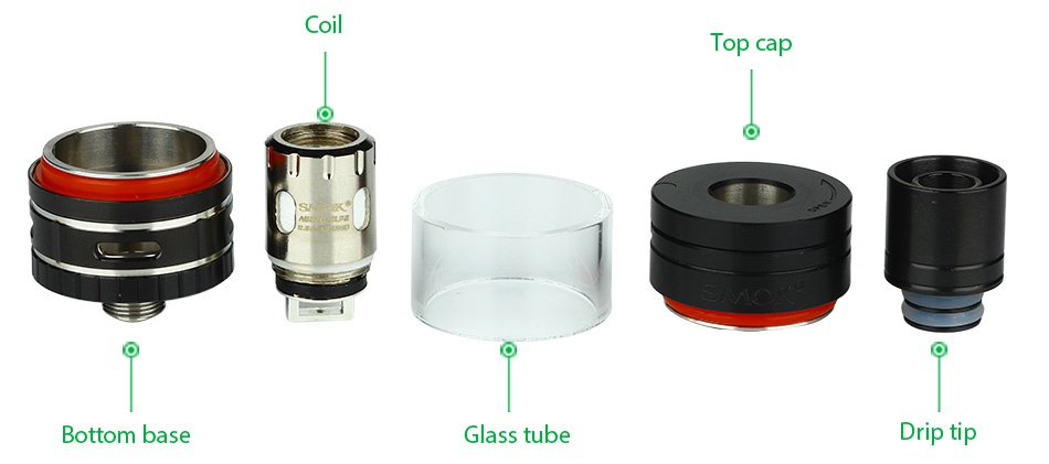 SMOK Micro TFV4 Tank Kit 2.5ml C To op cap Bottom base Glass tube Drip ti