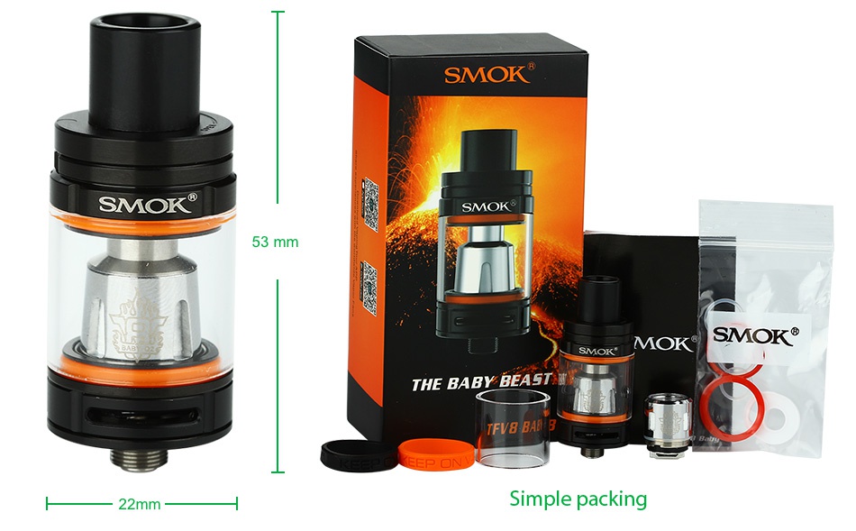 SMOK TFV8 BABY Beast Tank 3ml/2ml SMOK SMOK IE BABY Bl 8 BAE 22m Simple packing