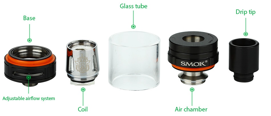 SMOK TFV8 BABY Beast Tank 3ml/2ml Glass tube Drip tip p B SMOK Adjustable airflow system Air chamber