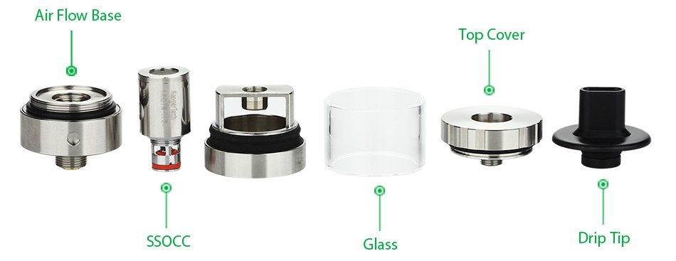 Kangertech Aerotank Plus Cartomizer 2ml Air flow base Top Cover SOCO Glas Drip Tip