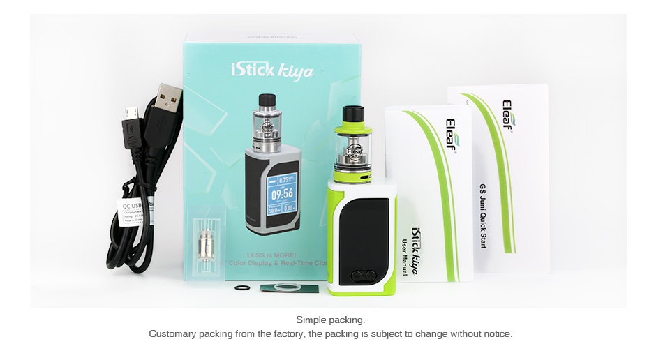 Eleaf iStick Kiya 50W with GS Juni TC Kit 1600mAh Stick kiya mple packing Custom m the factory  the packing is subject to change without notice