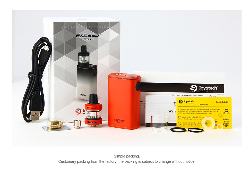 Joyetech Exceed Box with Exceed D22C Starter Kit 3000mAh EXLCCD aJoy Customary packing from the factory  the packing is hange without notice