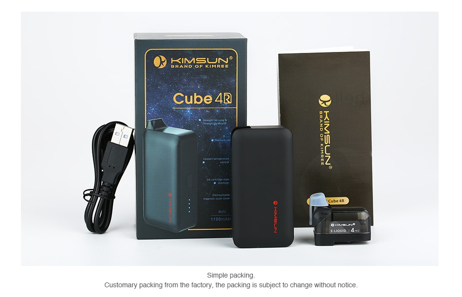 KIMSUN Cube 4R AIO Starter Kit 1100mAh 0  IMSUN Cube 4R CubeR Simple packing Customary packing from the factory  the packing is subject to change without notice