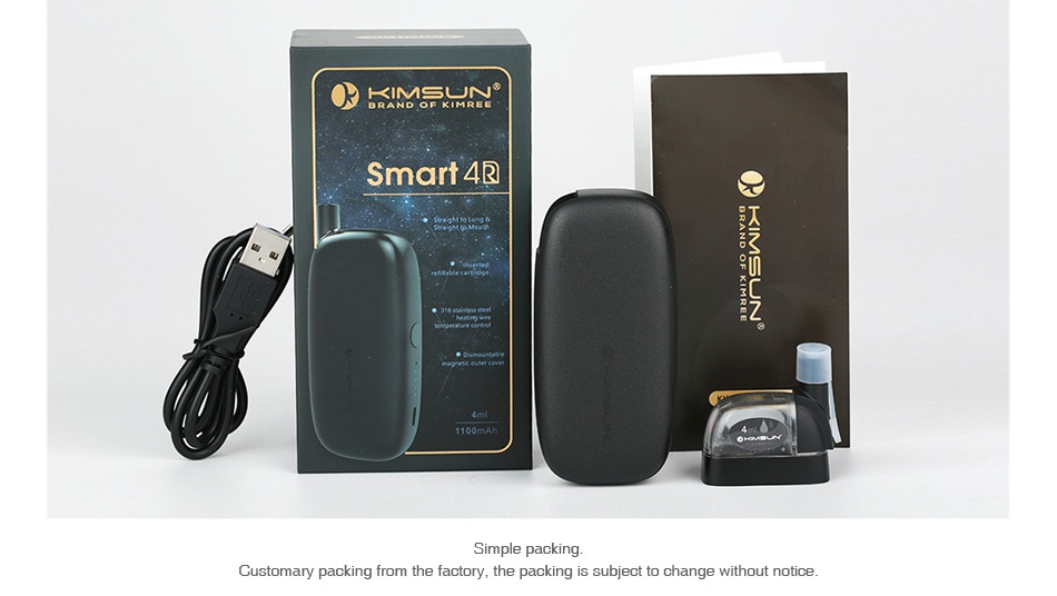 KIMSUN Smart 4R Starter Kit 1100mAh Smart 4R 1100mAh Simple packing Customary packing from the factory  the packing is subject to change without notice