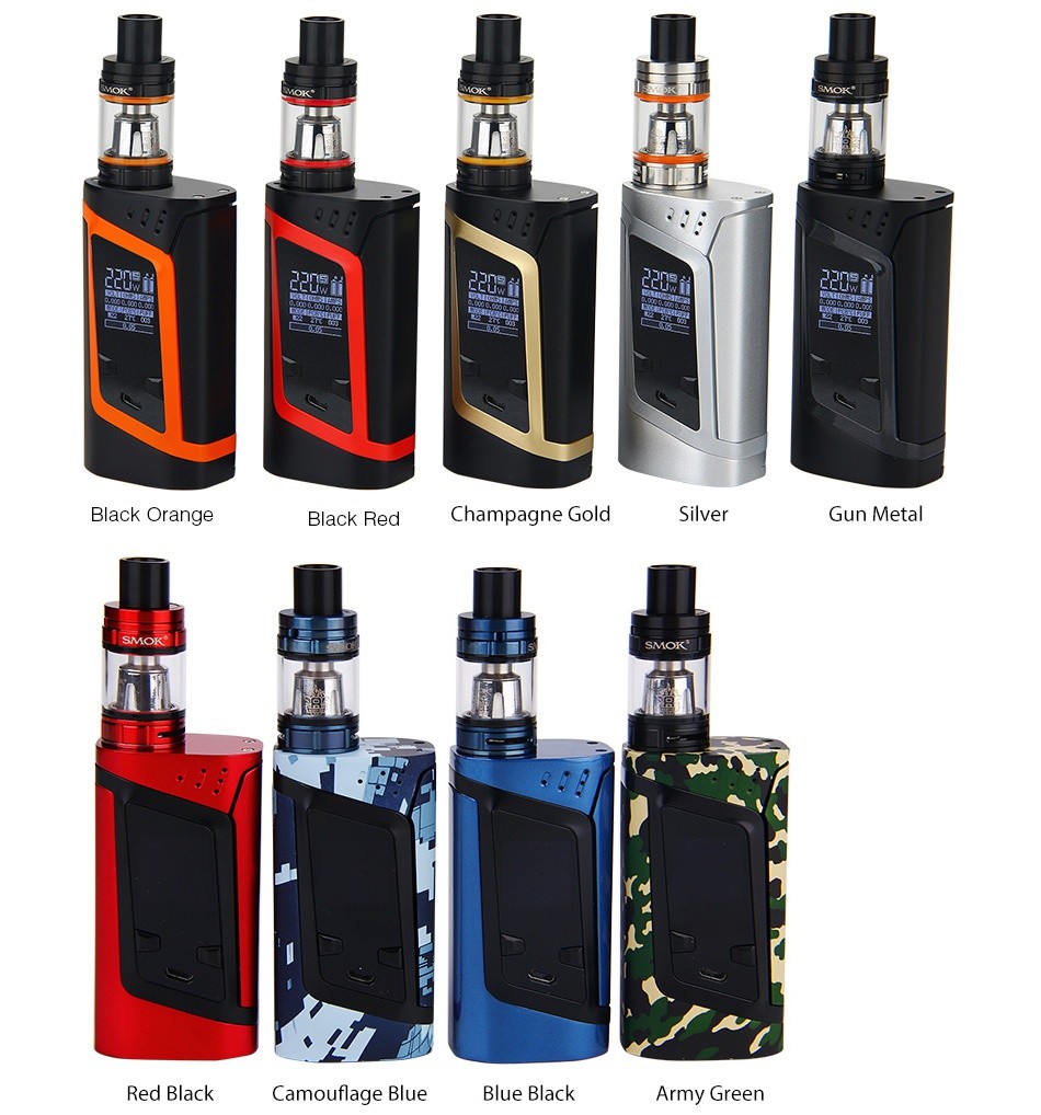 SMOK Alien 220W Kit with TFV8 Baby c cans Black Orange Black red Champagne gold Silver Gun Meta I SMOK Red black Camouflage blue Blue black Army Green