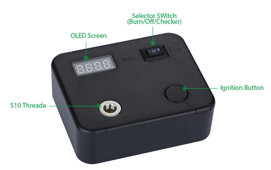 PilotVape Coil Magician Mini Tab Selector switch Burn Off  Checker  OLED Screen gnition Button 510 Thread