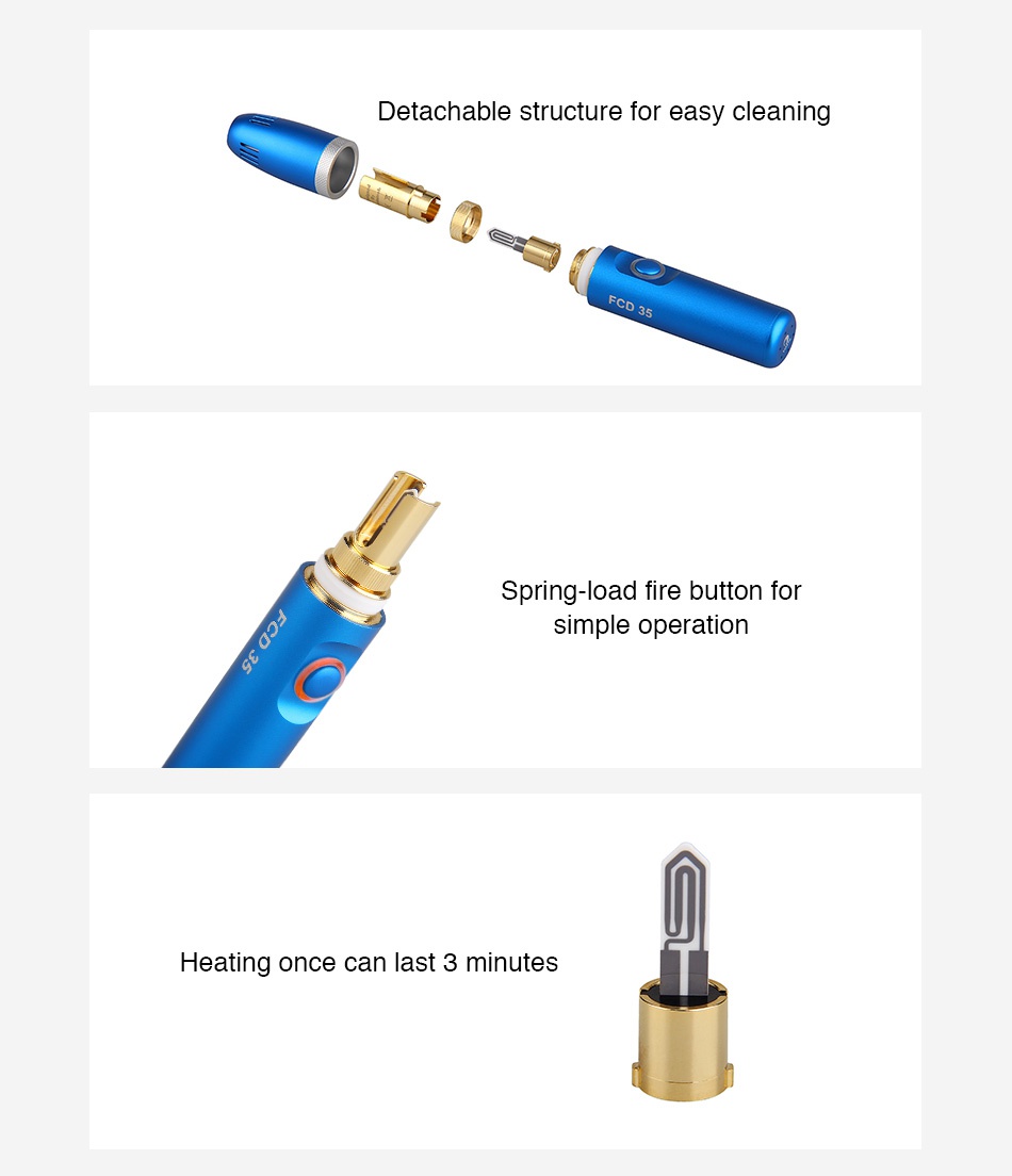 Yosta FCD 35 Heating Kit 1000mAh Detachable structure for easy cleaning Spring load fire button for simple operation Heating once can last 3 minutes