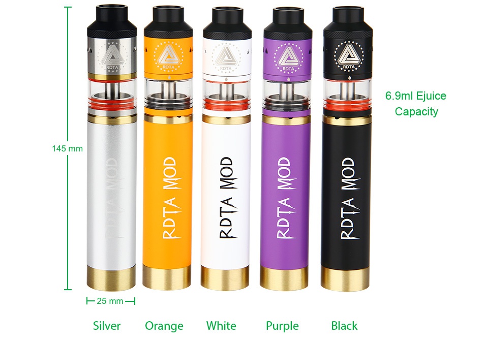 IJOY RDTA MOD Full Kit   6  9ml Juice Capacity 145mm Silver Orange White Purple Black