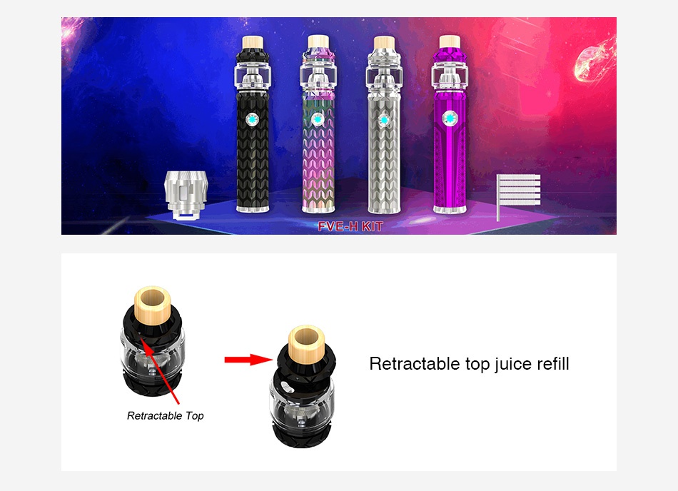 CARRYS FVE-H Starter Kit 3000mAh tractable top juice refi Retractable Top