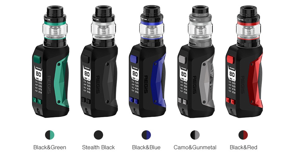Geekvape Aegis Mini 80W TC Kit with Cerberus Tank 2200mAh 8 ack Green Stealth black Black blue Camo Gunmetal Black red