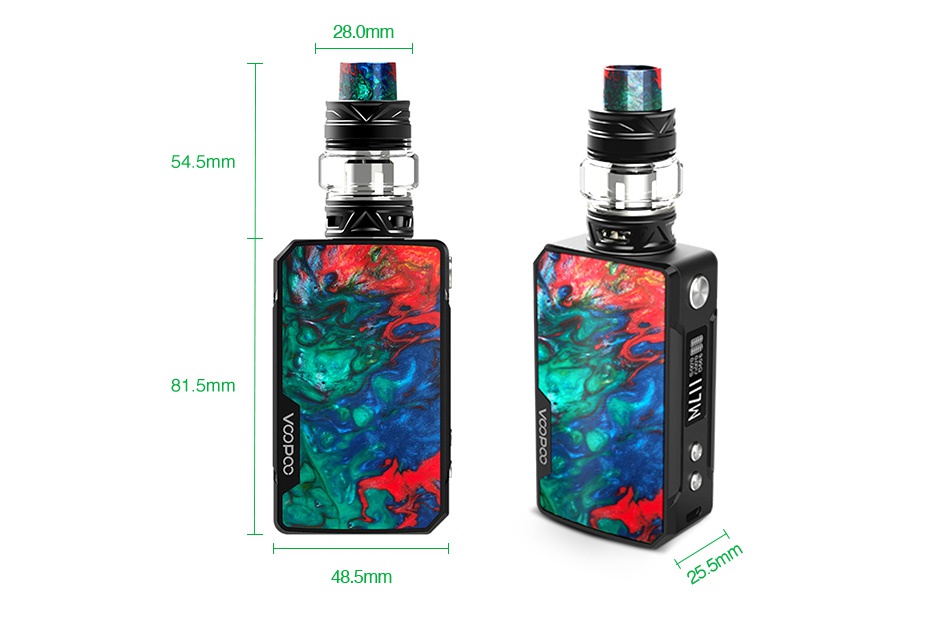 VOOPOO Drag Mini 117W TC Kit with UFORCE T2 4400mAh 280mm 54 5mm 81 5mm 48 5mm