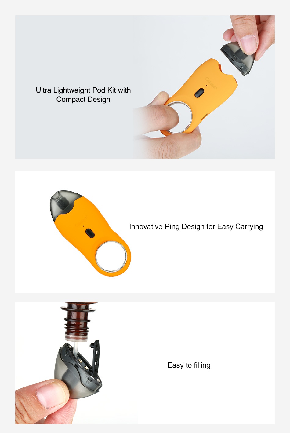 CARRYS Ring Pod Starter Kit 300mAh Ultra Lightweight Pod Kit with Compact Design Innovative Ring Design for Easy Carrying Easy to filling