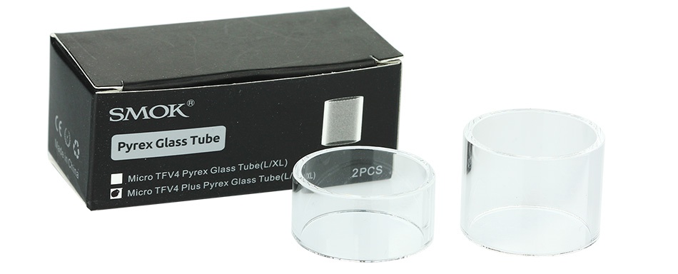 SMOK Micro TFV4 Plus Replacement Glass Tube Set 3.5ml/5.5ml 2pcs SMOK Pyrex Glass Tube Micro TFV4 Pyi PCS a Micro TFV4 Plus Pyrex Glass Tube