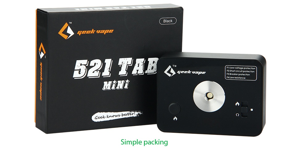 GeekVape 521 Tab Mini Coil Master Black   HAHNe 5224  ow  oge otection MINI eek k Simple packing
