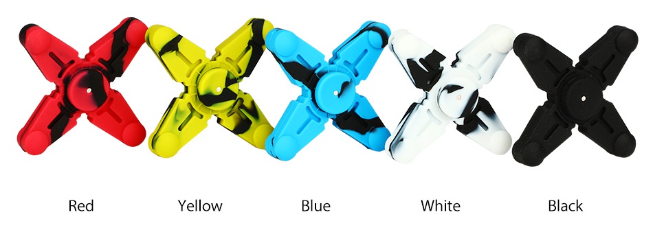 Vapesoon Silicone Hand Spinner Fidget Toy with Four Spins Xrx Red Yellow Blue White Black