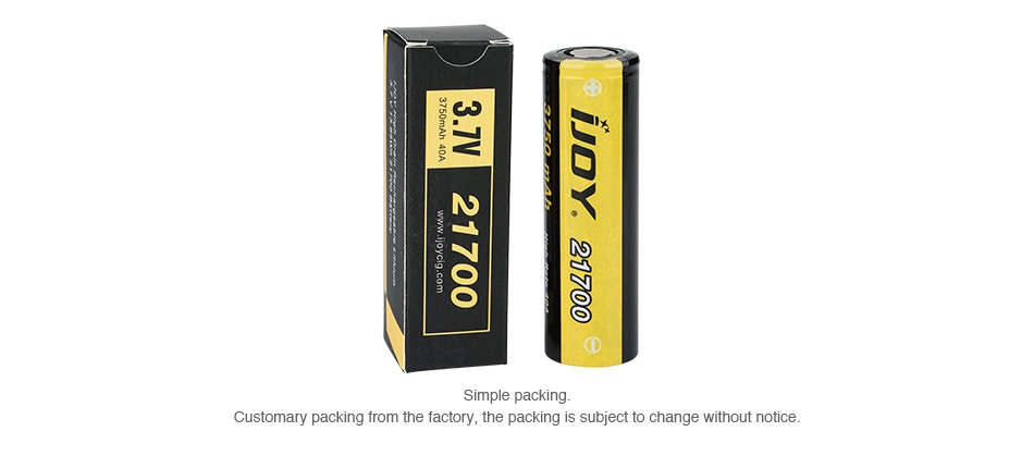 IJOY 21700 High Drain Li-ion Battery 40A 3750mAh NN8   kin Customary packing from the factory  the packing is subject to change without notice